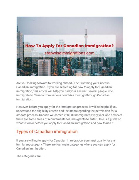 How To Apply For Canadian Immigration by Stepwise Immigration - Issuu