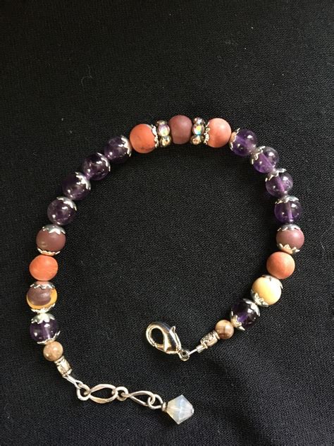 Mookite Jasper And Amethyst Bracelet Etsy