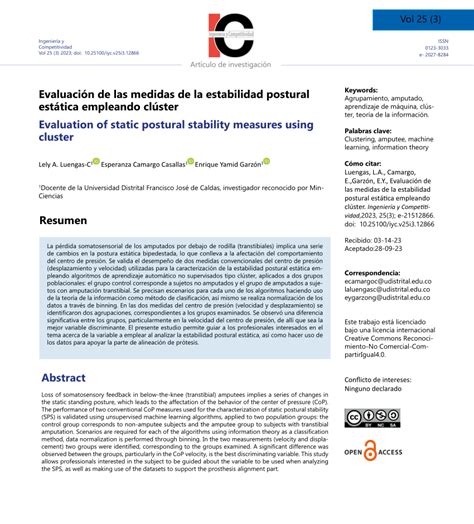 Pdf Evaluaci N De Las Medidas De La Estabilidad Postural Est Tica