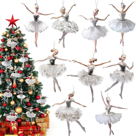 Suzile 36 Pcs Christmas Ornaments Set Wooden Ballerina Christmas