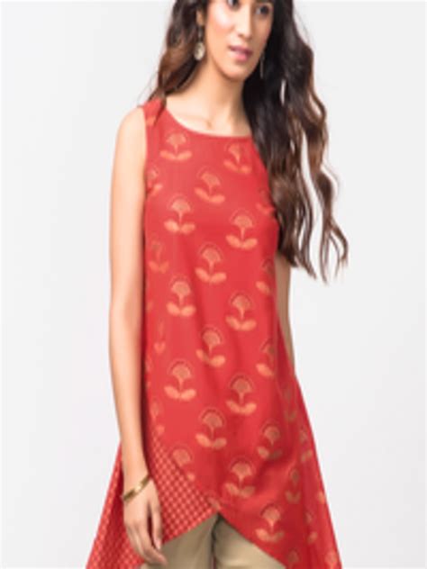 Buy Fabindia Red And Golden Printed Tunic Tunics For Women 7093288 Myntra