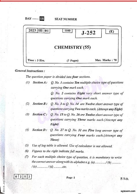 Chemistry Class 12 Model Question Paper 2023 Image To U