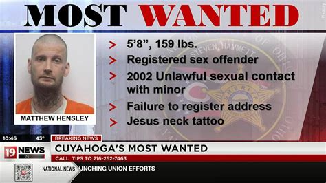 Wanted Cuyahoga County Sheriffs Department Searches For Sex Offender