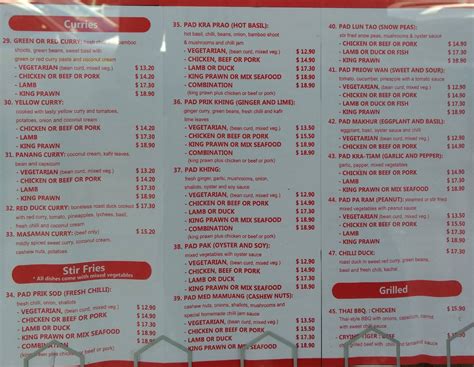 Menu at Khob Khun restaurant, Lindfield