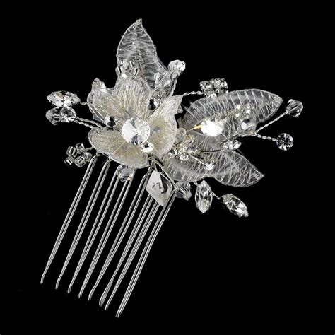 Elegance By Carbonneau Comb 9728 S DW Silver Clear Swarovski Crystal