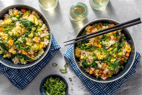 Japanese Chahan Fried Rice with Eggs, Peas, and Spinach | Sunbasket