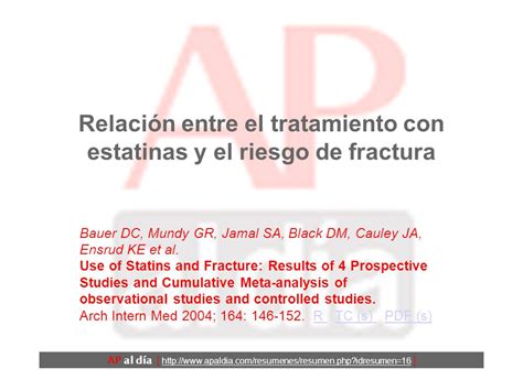 Relaci N Entre El Tratamiento Con Estatinas Y El Riesgo De Fractura