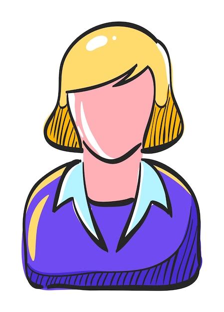 Premium Vector Female Receptionist Icon In Hand Drawn Color Vector Illustration