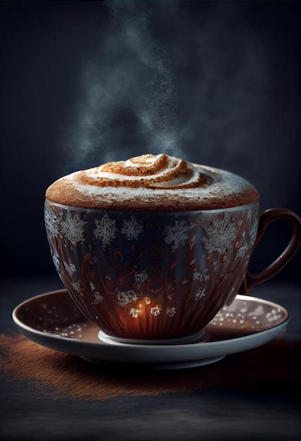 Premium AI Image Cup Of Hot Cappuccino Coffee Illustration Generative AI