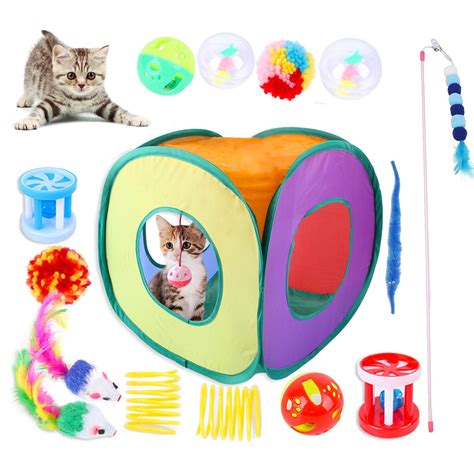 Tripumer 15PCS Cat Toys Kitten Toys Combination Tunnel Interactive Cat ...