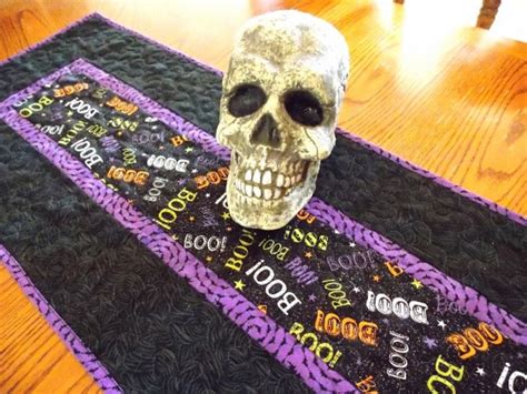 Halloween Table Runner Quilt Boo Black Purple Orange Etsy