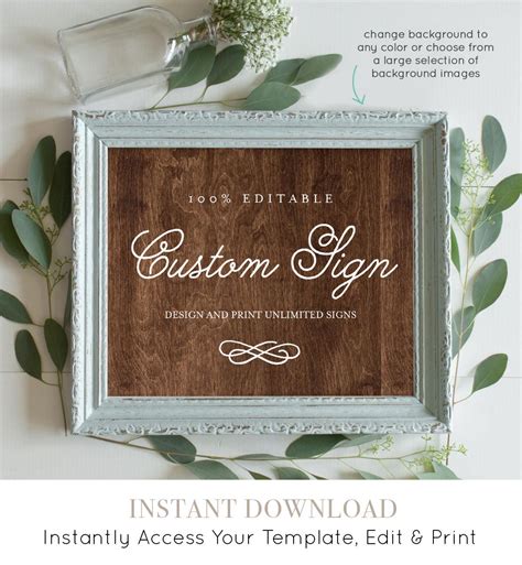 Custom Wedding Sign Template, Printable, 100% Editable, Create ...