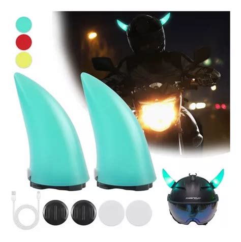 Par De Cuernos Con Luz Para Casco De Motocicleta Recargable Mercadolibre