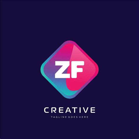 Zf Initial Logo With Colorful Template Vector Vector Art At