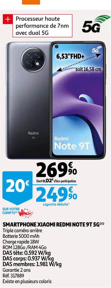 Promo Smartphone Xiaomi Redmi Note 9t 5g Chez Auchan ICatalogue Fr