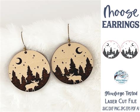 Moose Earring Svg File For Glowforge Or Laser Cutter Elk On Etsy