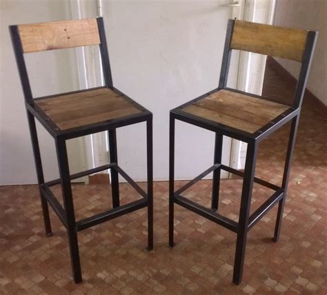 Tabouret Acier Et Bois Emberizaone Fr