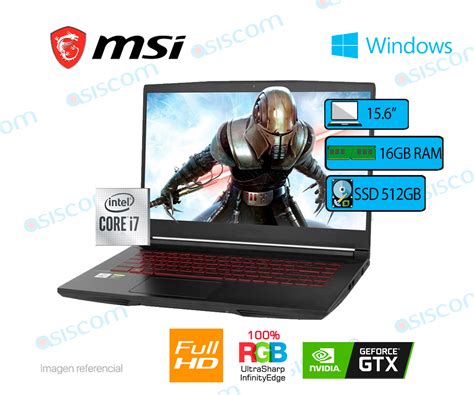 Laptop Msi Gf65 Thin 10sdr Intel Core I7 10750h Ram 16gb Ssd 512gb Nvidia Geforce Gtx1660ti 6gb