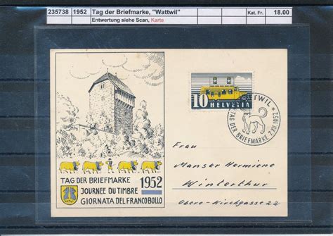 1952 Tag Der Briefmarke Wattwil Sonderstempel Karte Kaufen Auf