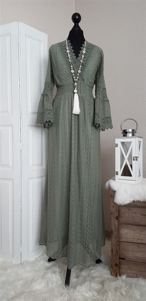 Traumhaftes Boho Maxikleid Im Empire Stil Khaki Passend F R Gr E