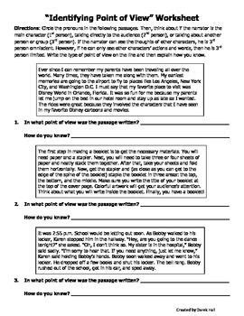 Author S Point Of View Worksheet Authors Point Of View Authors