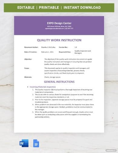 30 Work Instruction Templates Free Sample Example Format Free