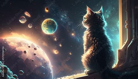 Space Cats Watch Planets In The Universe Created With Generative Ai