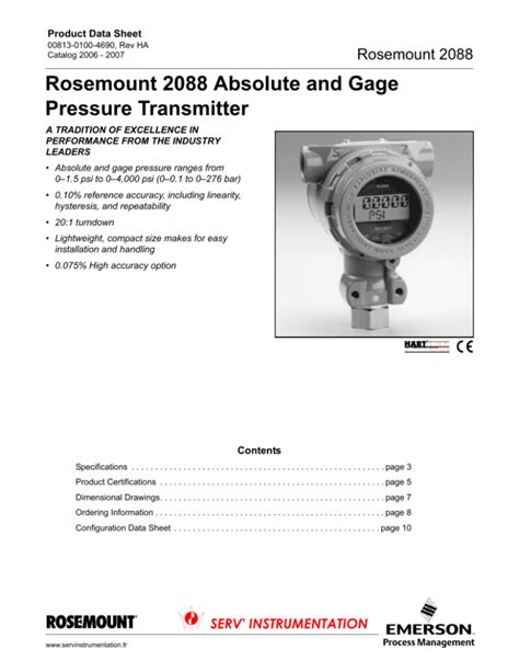 Rosemount Absolute And Gage Pressure Transmitter