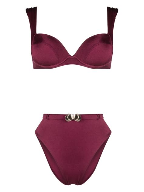 Noire Swimwear Shell Detail Bikini Set Pink FARFETCH