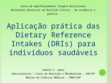 PPT Curso de Aperfeiçoamento Terapia Nutricional Nutrientes Bioativos