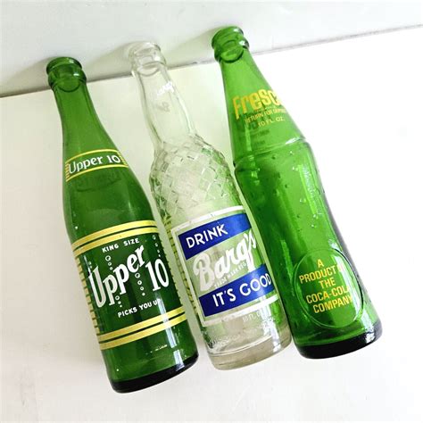 Vintage Glass Soda Bottles Upper 10 Barq S Fresca Mid Century Retro Kitsch Set 3 Ebay