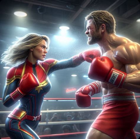 Captain Marvel vs Thor Boxing - She Peppers Him by ivandrago186 on DeviantArt