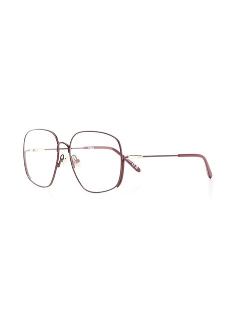 Chloé Eyewear Square Frame Glasses Gold Farfetch