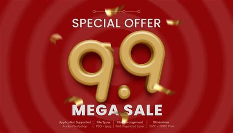 Premium Psd Psd Banner With Editable Text Effect Mega Sale At 99 Template