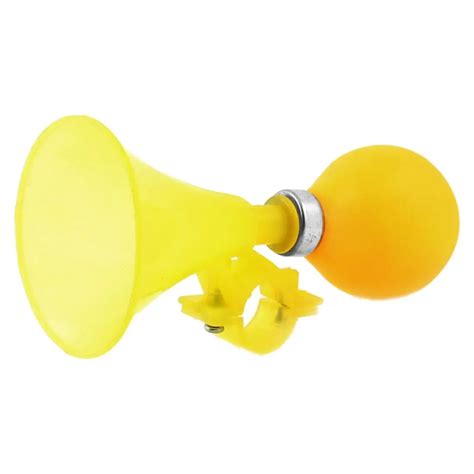 Yellow Rubber Bulb Shape 24mm Dia Plastic Clasp Horn Trumpet For Bike