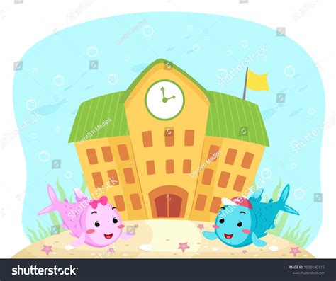 Illustration Fish Students Front Underwater School Stock Vector ...