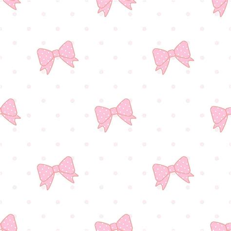 Cute Pink Bow Seamless Pattern With Pastel Pink Dots On White