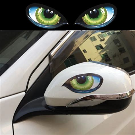 2pcs Lifelike 3D Eyes Car Stickers Car styling Reflective Decal Fashion ...