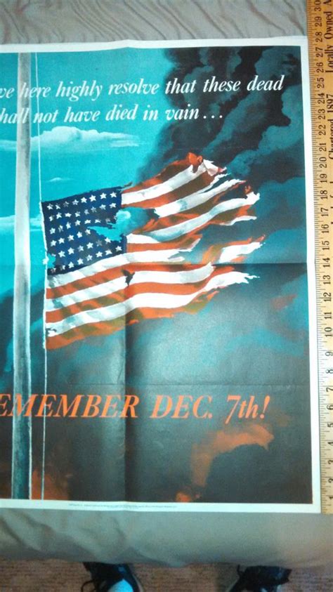 Original Ww2 Propaganda Poster Remember Dec 7th 1942 Vibrant Color