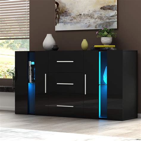 Panana Modern Sideboard High Gloss Fronts Storage Cabinet Cupboard With Drawers And Doors Rgb