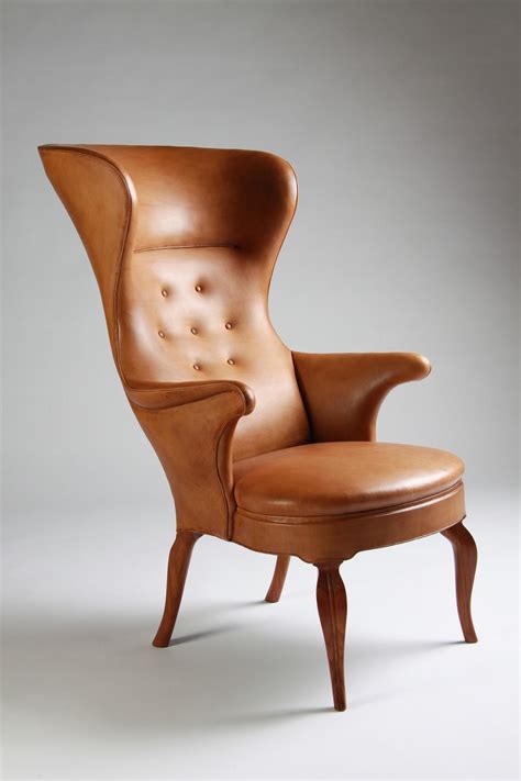 High Backed Wing Chair Designed By Frits Henningsen Denmark 1940s