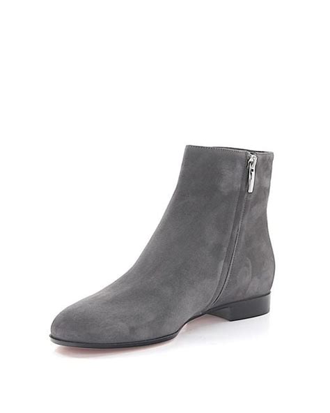 Lyst Gianvito Rossi Ankle Boots Milton Flat Bootie Suede Grey In Grey