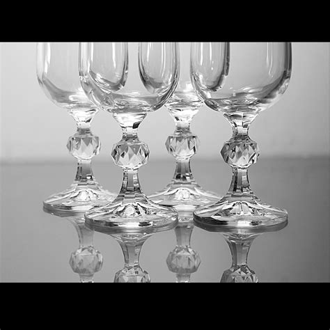 Champagne Flutes Bohemia Crystal Claudia Czechoslovakia Set Of 4 Barware Wine Glasses