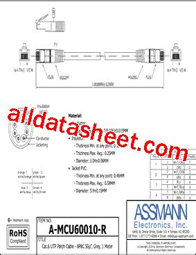 A MCU60010 R Datasheet PDF Assmann Electronics Inc