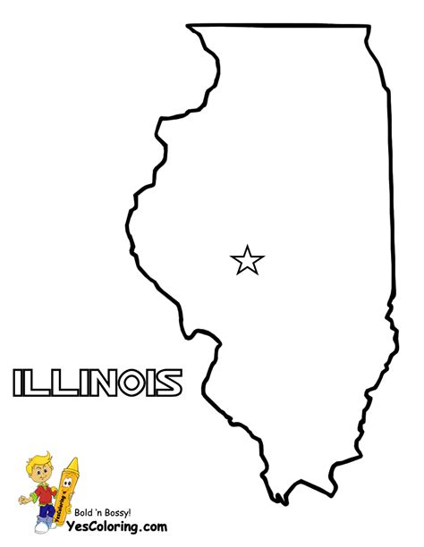 Illinois Map Stencil And Coloring Page To Print At Yescoloring Ice