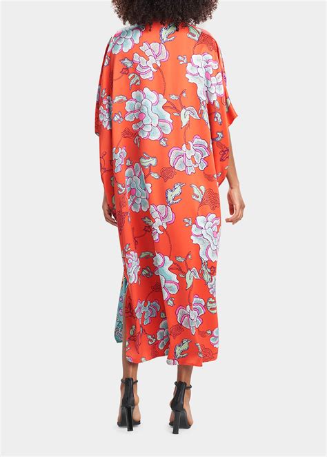 Natori Ume Floral Print Satin Caftan Bergdorf Goodman