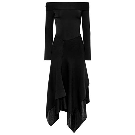 Victoria Beckham Off The Shoulder Asymmetric Stretch Knit Midi Dress At 1stdibs