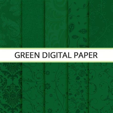 Green Digital Scrapbook Paper Set 10 Green Papers For Etsy Digital