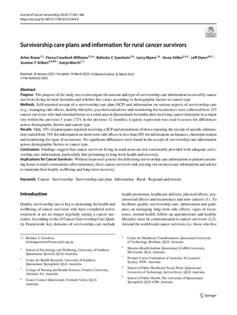 Fillable Online The Importance Of A Cancer Survivorship Care Plan Fax