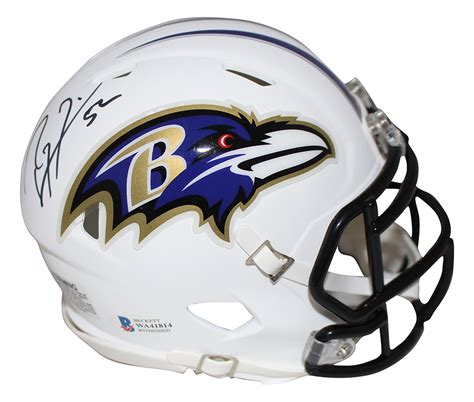 Ray Lewis Autographed Baltimore Ravens Flat White Mini Helmet BAS 26063 ...